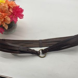 Eddie Bauer Dark Brown Leather Belt - 5 leather strands NWT Sz L